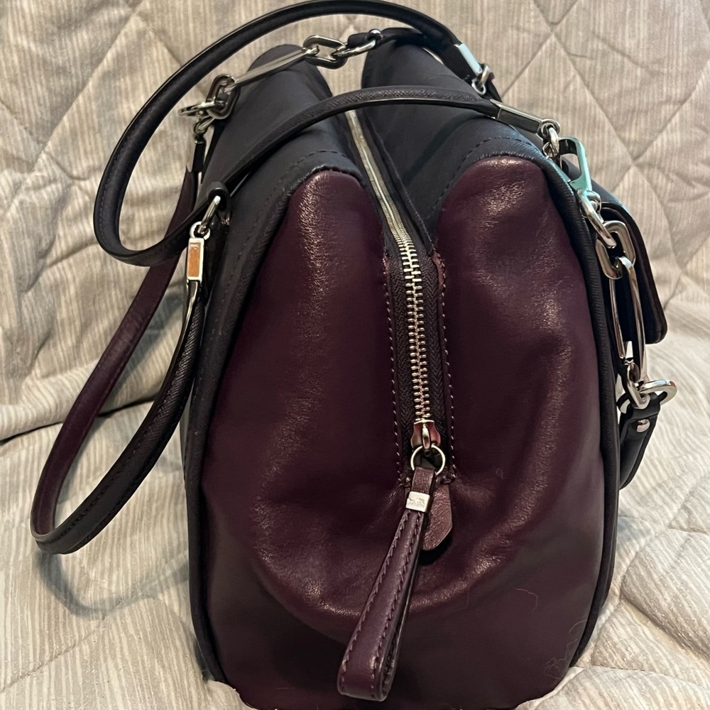 Coach Purple Two-Tone Leather Women's Bag - Picture 9 of 13